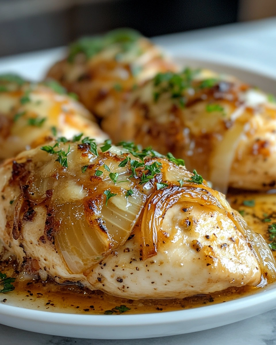 Delicious One Pan French Onion Stuffed Chicken