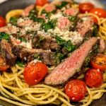 Garlic Pesto Steak Pasta – Quick, Easy & Delicious