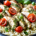 The Best Pesto Chicken Rice Skillet Recipe