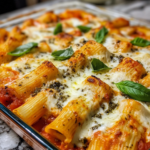 The Easiest Pesto Mozzarella Baked Rigatoni You'll Ever Make