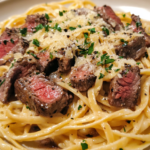 Easy Steak Bites Parmesan Linguine Recipe