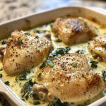 Easy Creamy Spinach Chicken Thigh Bake Recipe
