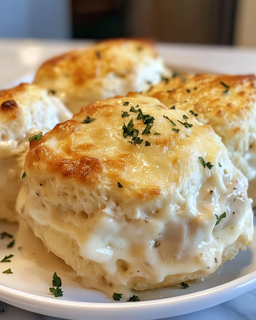 Easy Chicken Alfredo Stuffed Biscuits Recipe