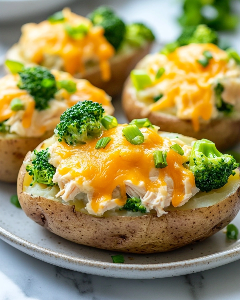 Easy Chicken Broccoli Stuffed Potatoes Recipe