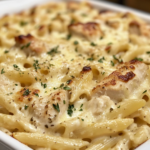 The Easiest Creamy Garlic Chicken Pasta Bake You'll Ever Make