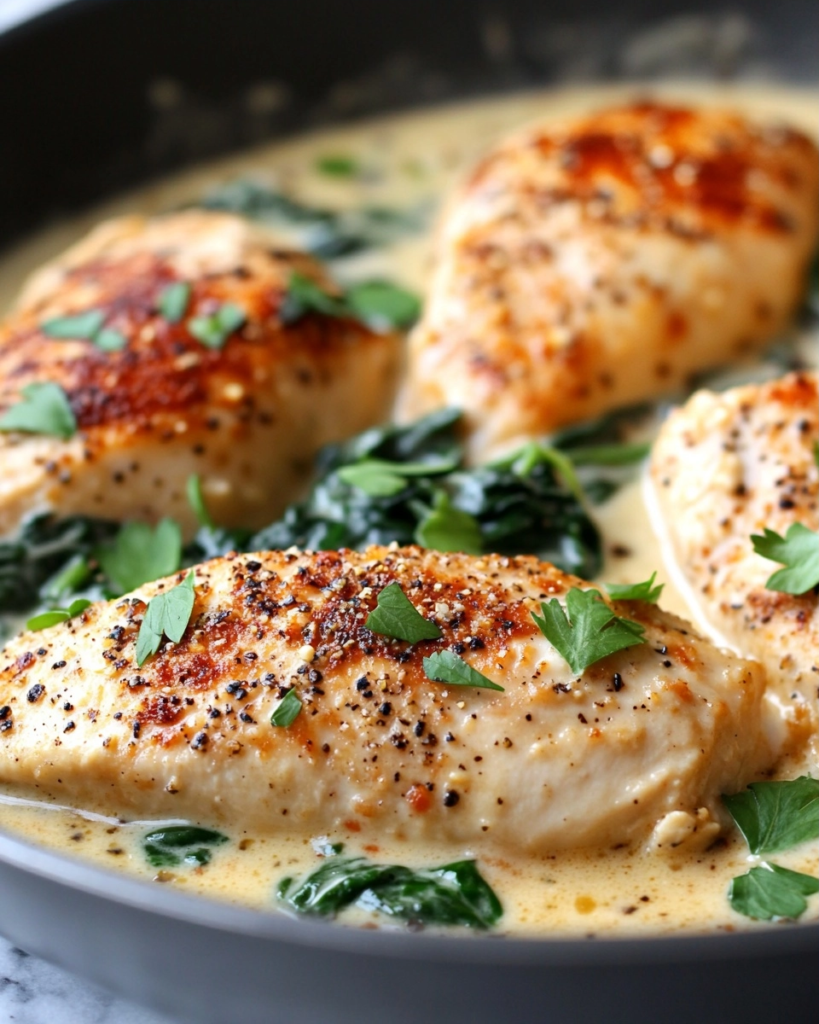 Easy Creamy Spinach Chicken Skillet Recipe