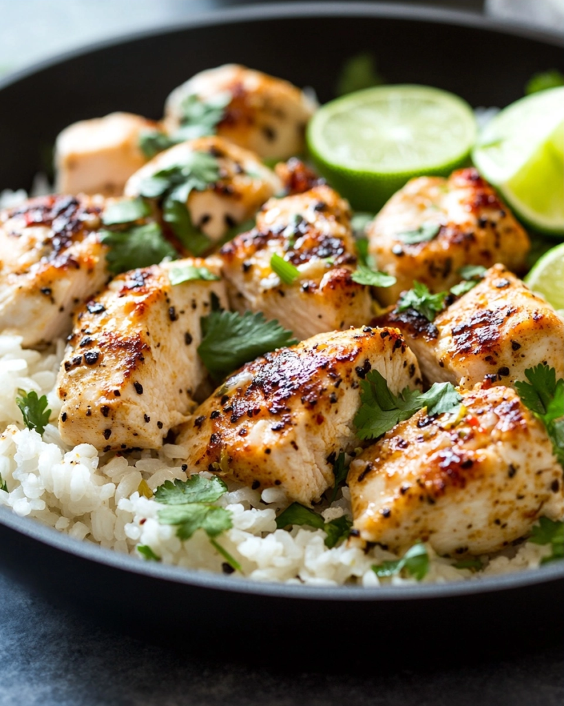Easy Coconut Lime Chicken Rice Skillet Recipe