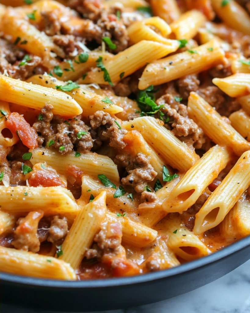 The Easiest Creamy Beef Pasta Skillet You'll Ever Make